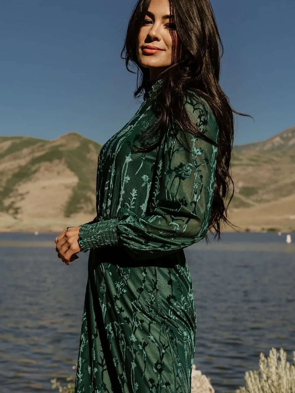 BALTIC BORN- Velvet Maxi Dress in Emerald